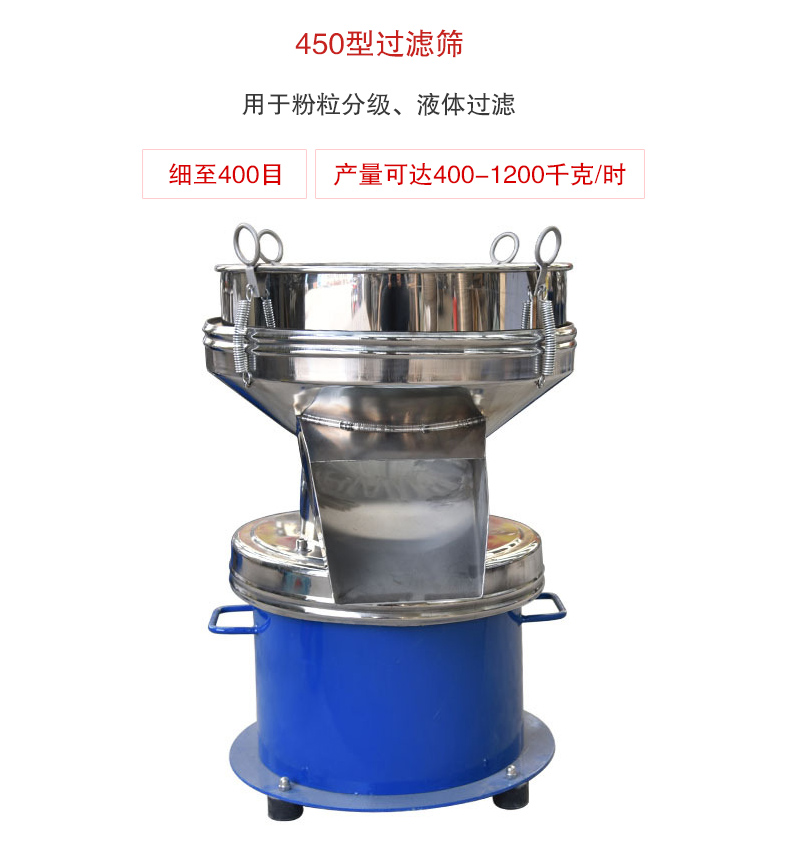 450型過濾篩用于粉粒分級(jí)、液體過濾